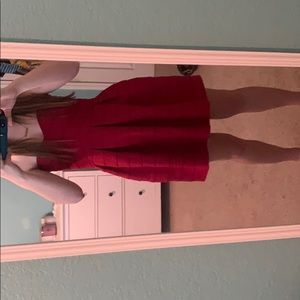 Red strapless dress